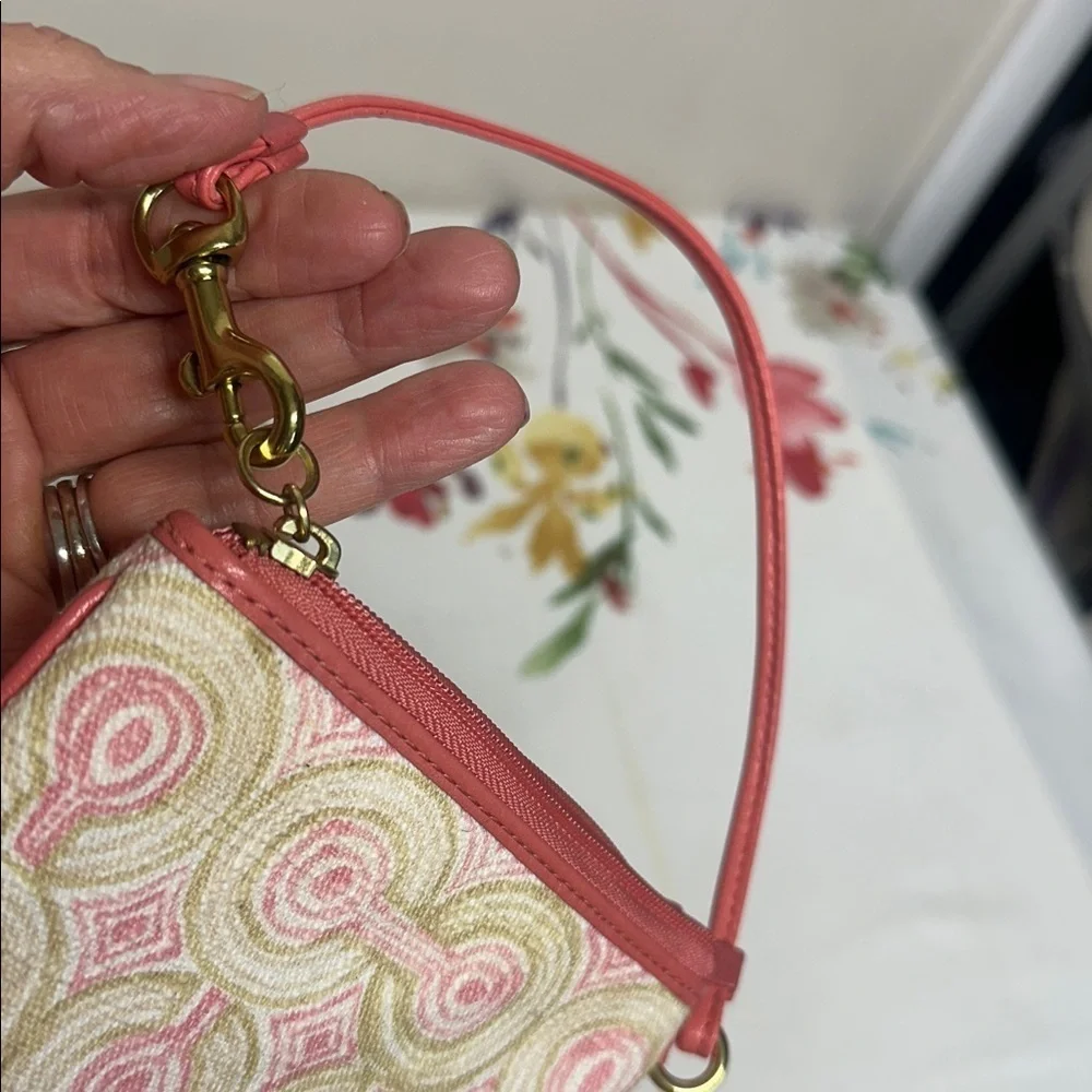 Coach Pink and Gold Geometric Wristlet
